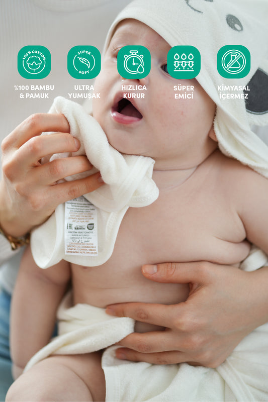 Minuche Bambu Bebek Havlusu 6'lı - Ultra Yumuşak ve Emici Bebek Banyo Yüz Havlusu - Hassas Ciltler