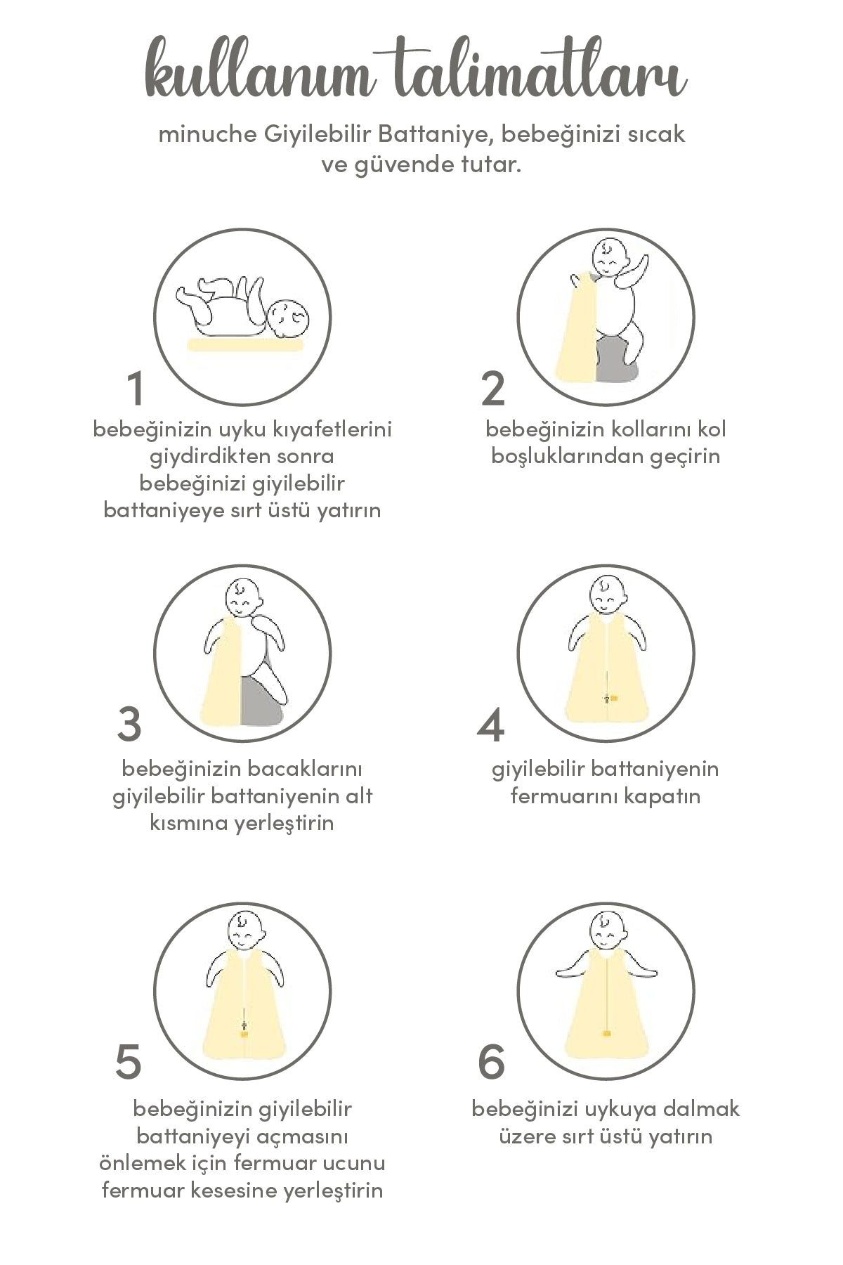 Minuche Bebek Giyilebilir Battaniye - 1.5 TOG %100 Pamuk Kalın Kışlık Kundak