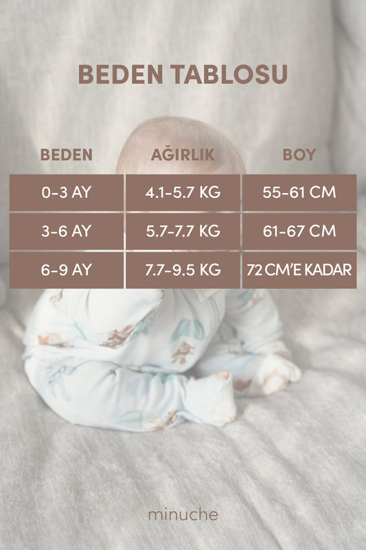 Minuche Bebek Uyku Tulumu ve Oyun Pijaması %100 Pamuk - Tek Parça Önden Fermuarlı Tulum Pijama