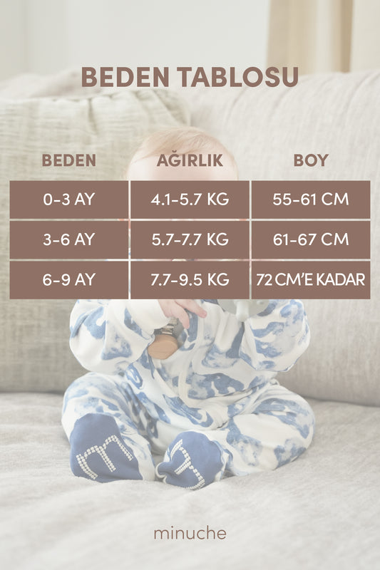 Minuche Bebek Uyku Tulumu ve Oyun Pijaması %100 Pamuk - Tek Parça Önden Fermuarlı Tulum Pijama