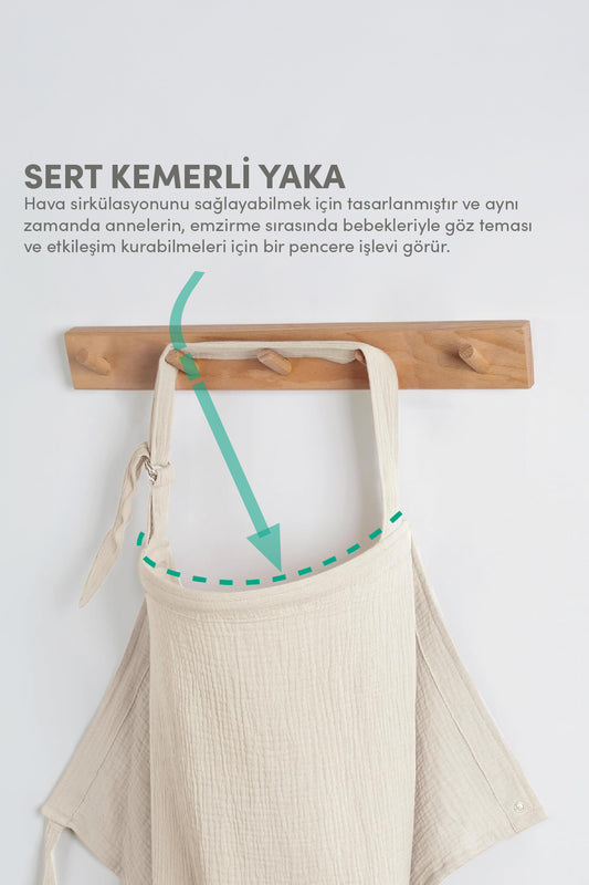 Minuche %100 Pamuk 4 Katlı Müslin Emzirme Örtüsü - Opak Bebek Emzirme Önlüğü - Nefes Alınabilir Yaka