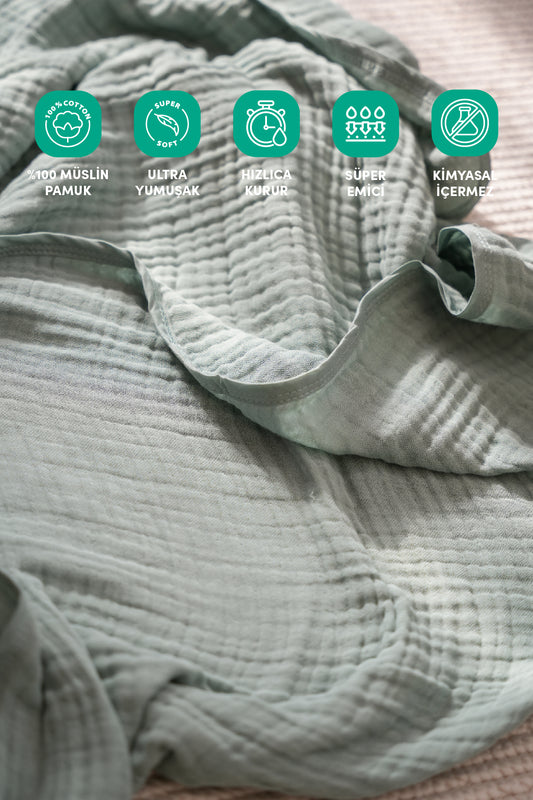 Minuche %100 Pamuk 4 Katlı Müslin Emzirme Örtüsü - Opak Bebek Emzirme Önlüğü - Nefes Alınabilir Yaka
