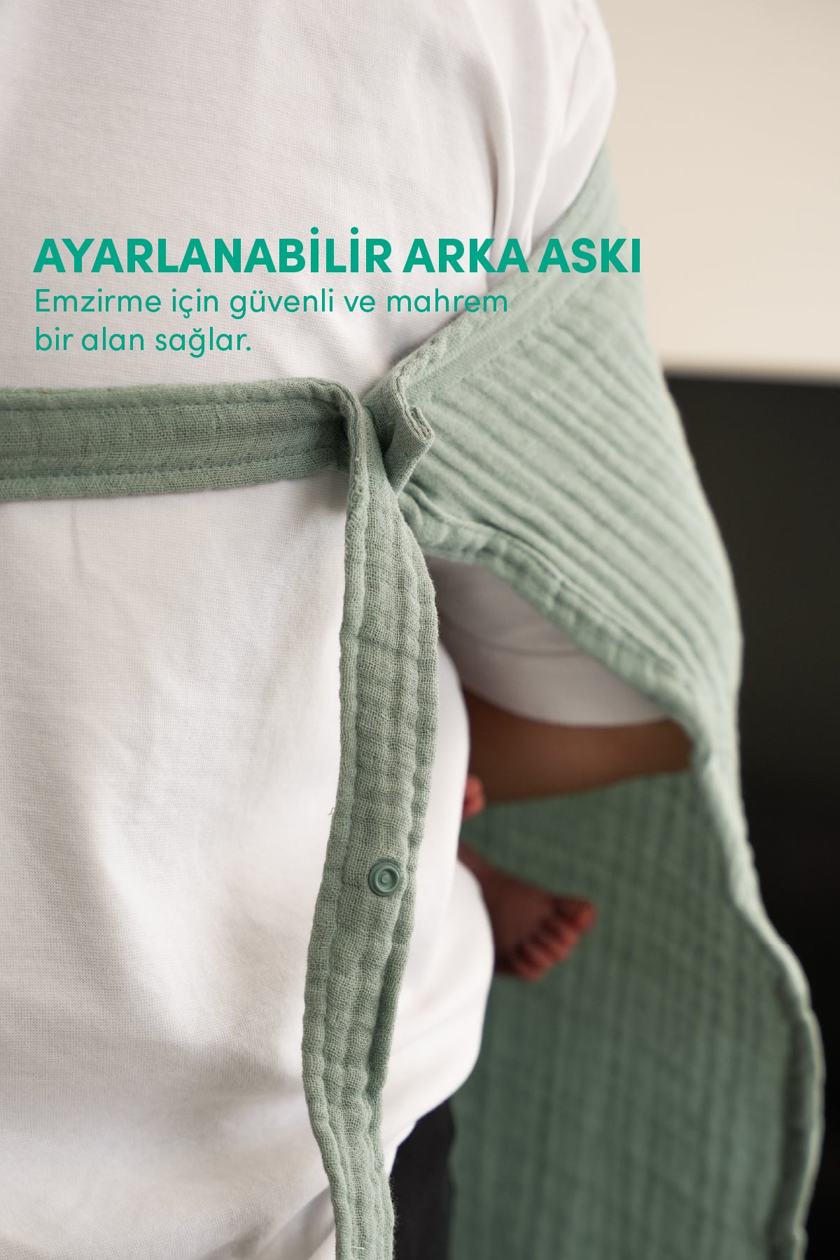 Minuche %100 Pamuk 4 Katlı Müslin Emzirme Örtüsü - Opak Bebek Emzirme Önlüğü - Nefes Alınabilir Yaka